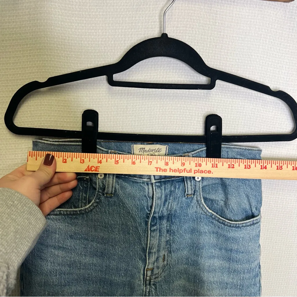 Madewell | Blue Ankle Cropped Jeans with Frayed‎ Hem 25 Boyfriend - Image 9