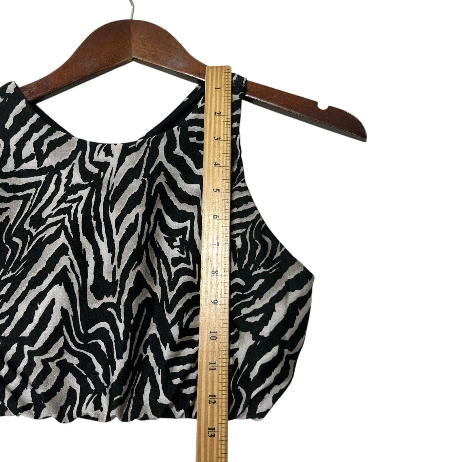 Emily Hsu Zebra Crop Top & Leggings Set Women’s Size S/XS Animal Print Outfit Gray - Image 6