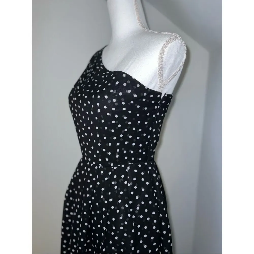 Women’s sz 2 One Shoulder Polka Dot Dress - Image 4