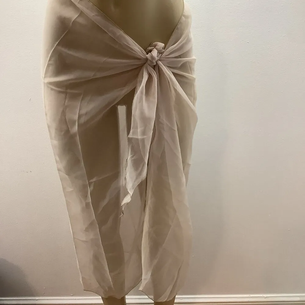 Zuliana Sheer Beige Lettuce Trim Long Sarong O/S New With Tags Size undefined - Image 5