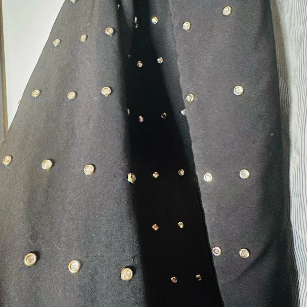 BADGLEY MISCHKA Black Gold Studded Grommets Tailored Edgy Blazer Size 0 - Image 7