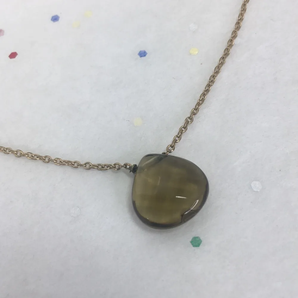 Susan Suell gold tone faceted topaz pendant necklace 16" - Image 2