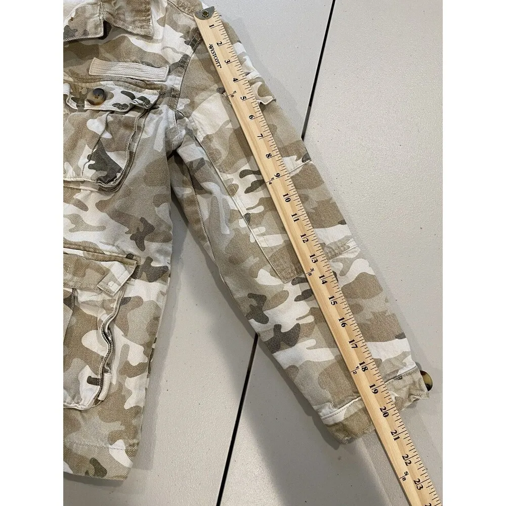 Bershka Jacket Womens XS Camo Pockets Cargo Utility 100% Cotton Denim Military - Image 5