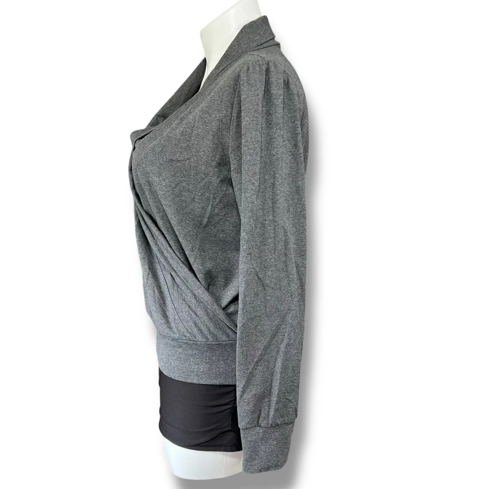 NordicTrack Womens Faux Wrap Athletic Sweatshirt Pullover Stretch Gray Large - Image 5