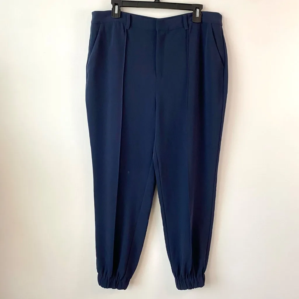 Cinq A Sept Tabitha Tapered Leg Crepe Jogger Pants Womens Size 14 Navy‎ Blue - Image 3
