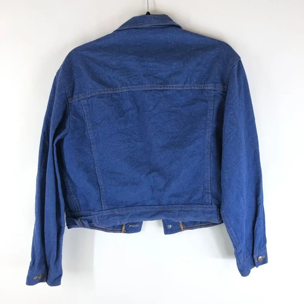 elpico Womens Denim Jacket Vintage Retro Trucker Purple Blue 26 US L Size L - Image 2