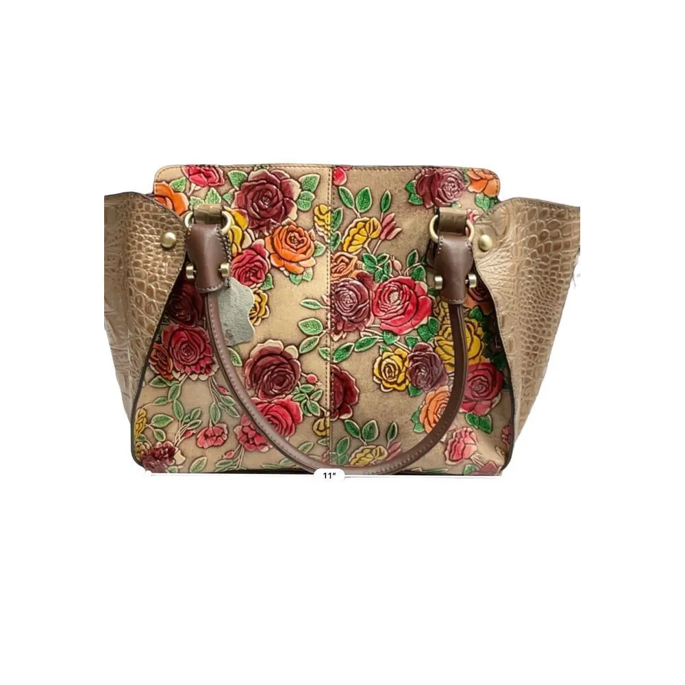 MC Marc Chantal Handpainted Genuine Leather Satchel Croco Embossed Sabrina 2019 Brown - Image 10