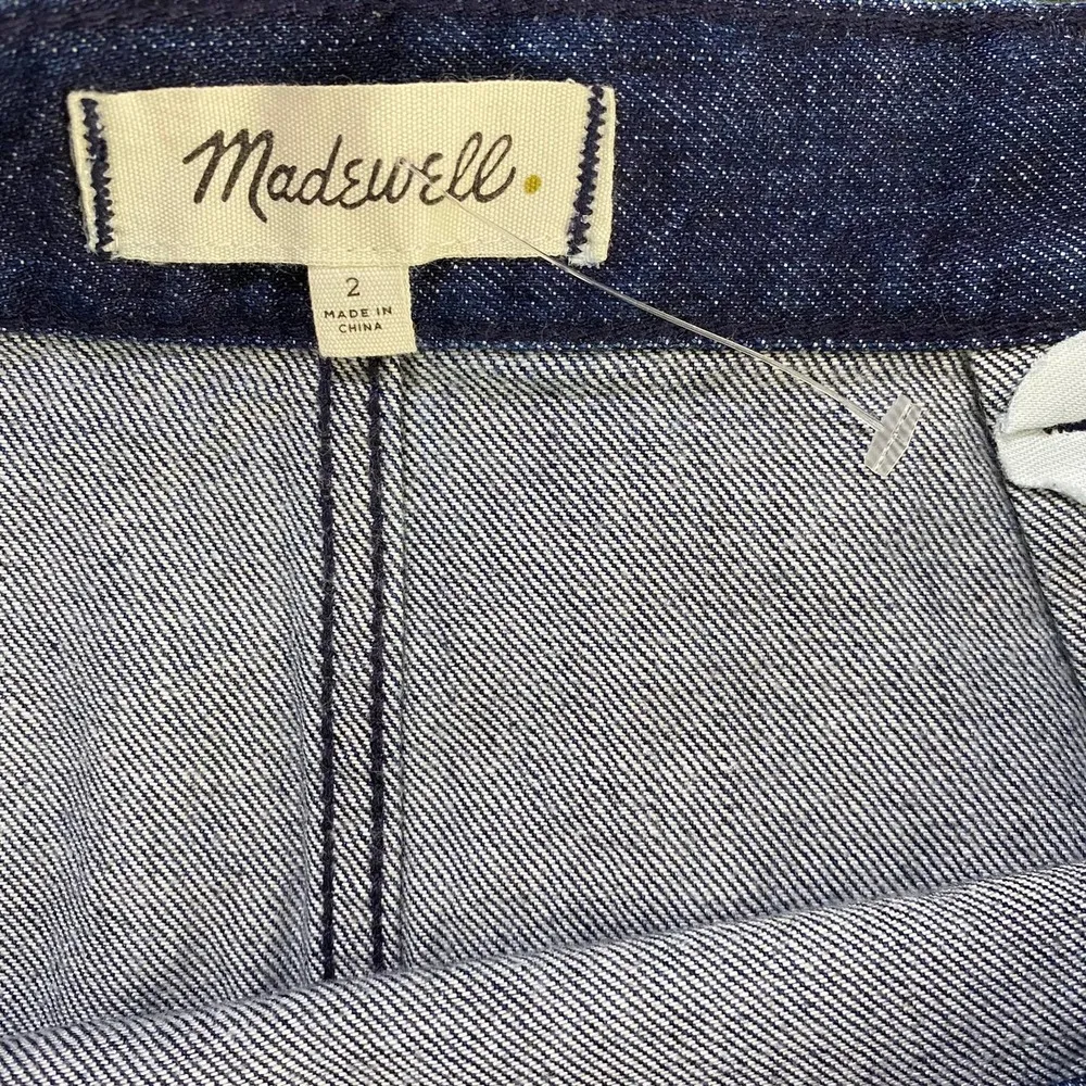 Madewell Raw Hem Wrap D-Ring Belt Denim Mini Skirt Size 2 NWT Medium Dark Wash - Image 2