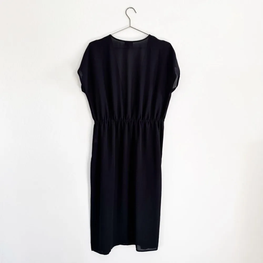 J. Jill Wearever Sheer Tie Front Dolman Sleeve Mid Length Cardigan Cover Up Sz S Black - Image 5