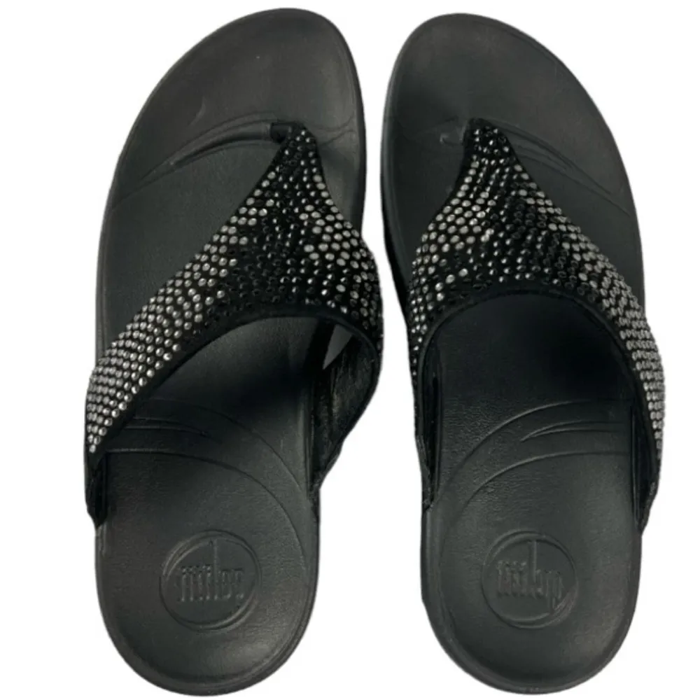 Fitflop Flare Rhinestone thong Comfort Wedge Slip On Sandals Size 6 - Image 5