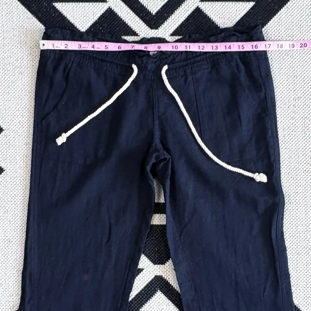 Roxy Oceanside Linen Blend Flare Beach Pants in Black Small - Image 8