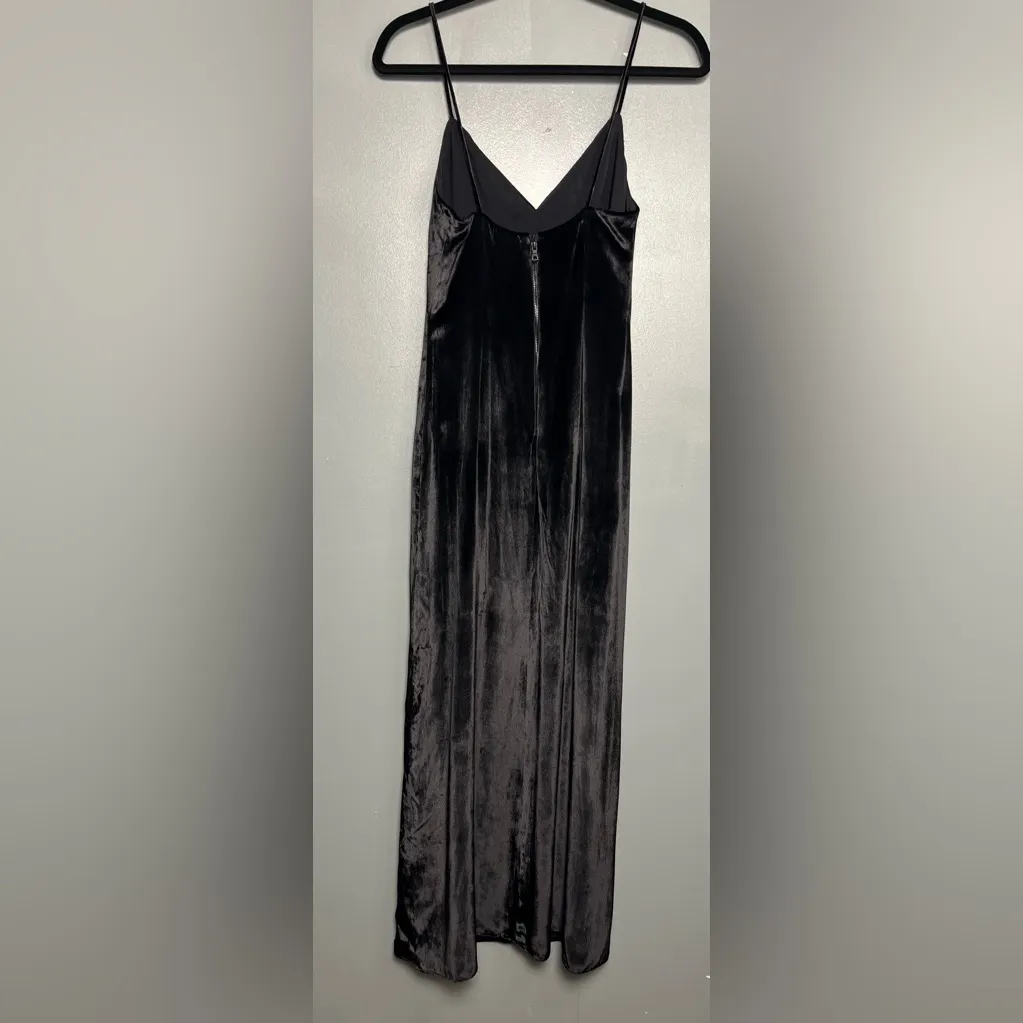 Alice Olivia Julietta Black Crushed Velvet Midi Slip Dress Size 0 90s Whimigoth - Image 3