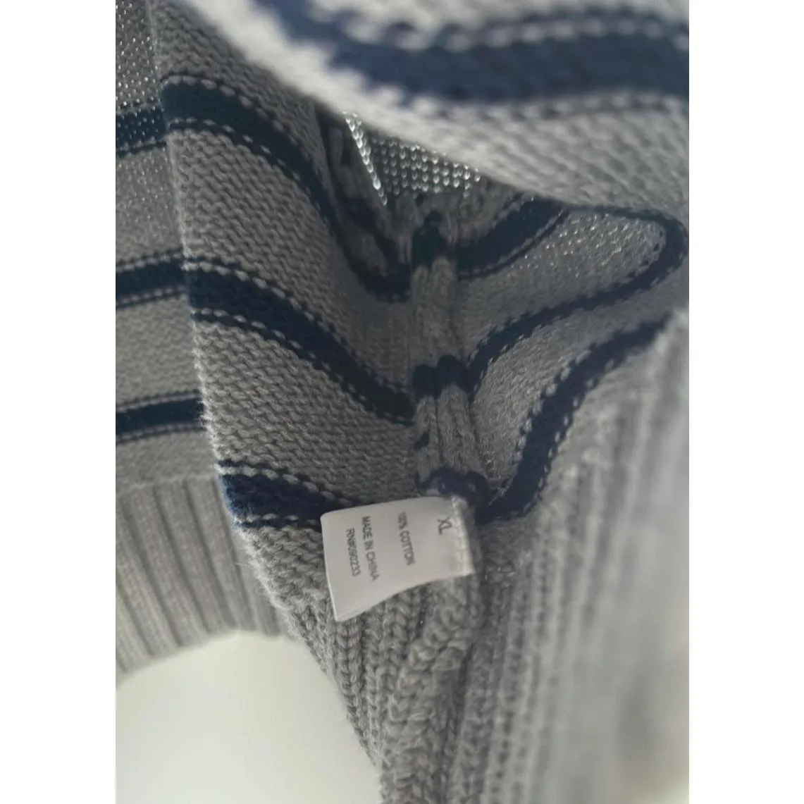 PacSun Callie Cotton Stripe Crop Polo Sweater Heather Gray XL - Image 6