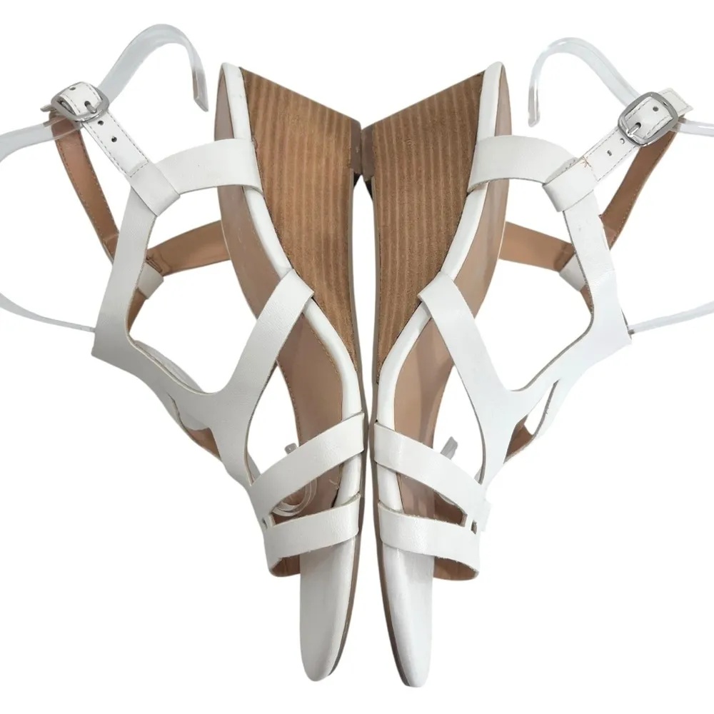 Pesaro “Gina” White Strappy Wedge Sandals White Size 11 - Image 4