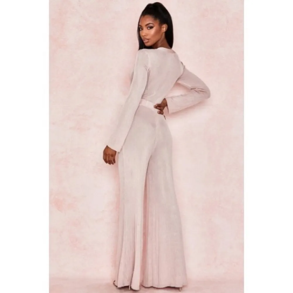 HOUSE OF CB Fleurette Blush Slinky Rib Knit Trousers - Image 2