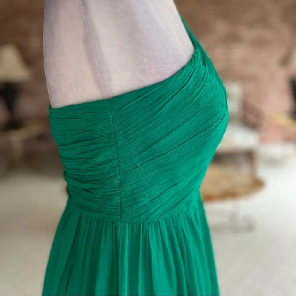 J. Crew Lucienne Dress 2 One Shoulder Green Silk Pleated Cocktail - Image 13