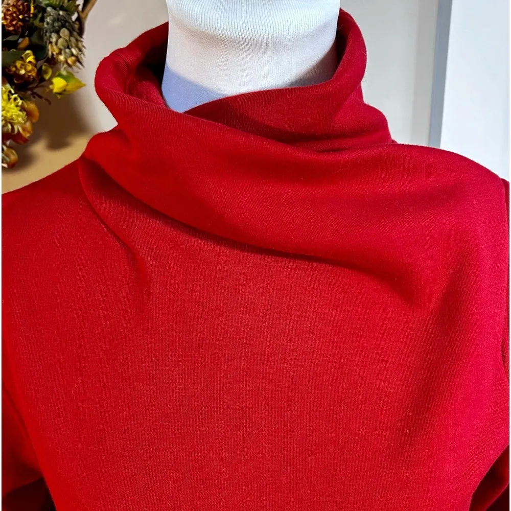 ATHLETA Cozy Karma Mock Neck Long Sleeve Candy Red Knit Fleece Dress Size XS - Image 4