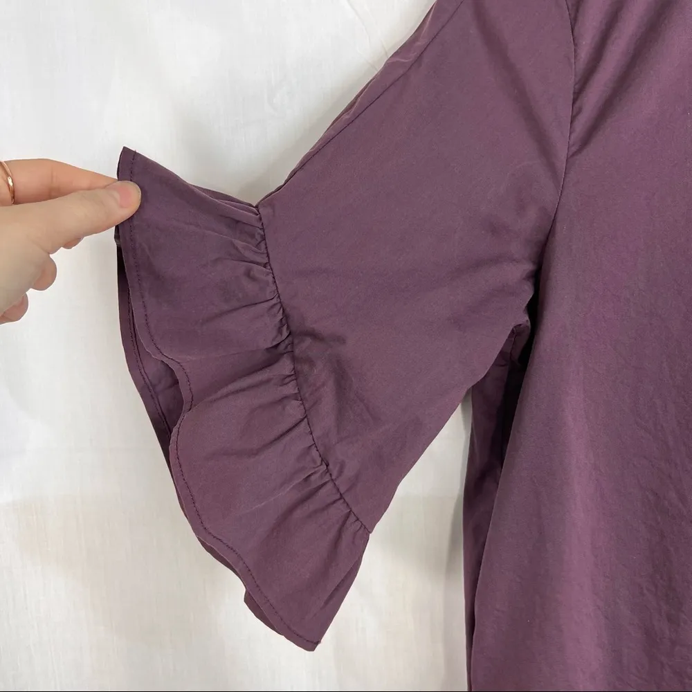 Anthropologie THML Womens Romper/Dress Sz S Bell Sleeve Plum Color Casual Beach - Image 5