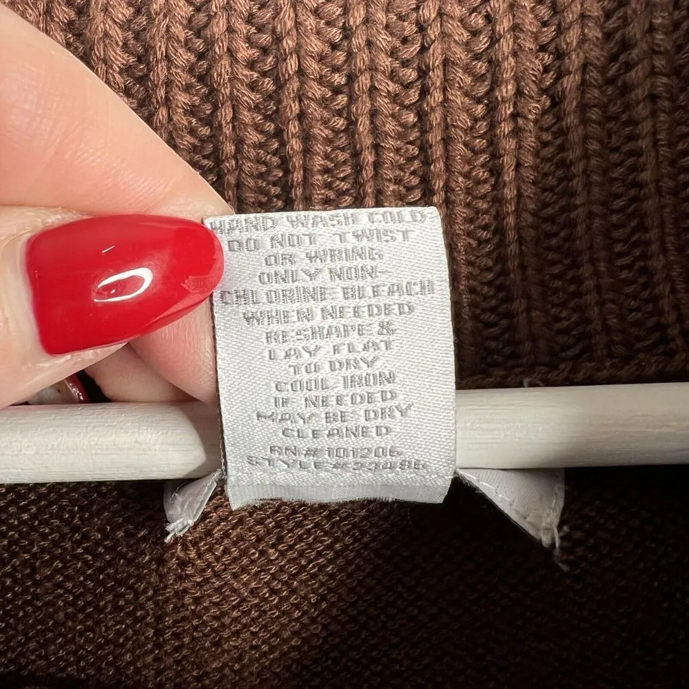 Soft Surroundings Sz XS Sweater Dress Brown Crowl Neck Fringed Hem Tunic Women’s - Image 9