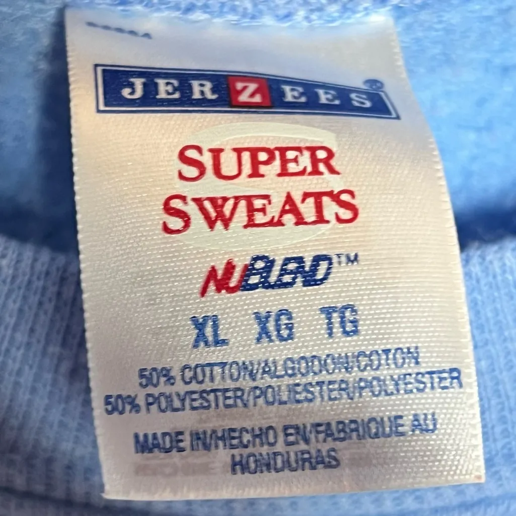 Vintage Jerzees Blue Embroidered Hummingbird Sweatshirt XL Retro Bird Floral - Image 5