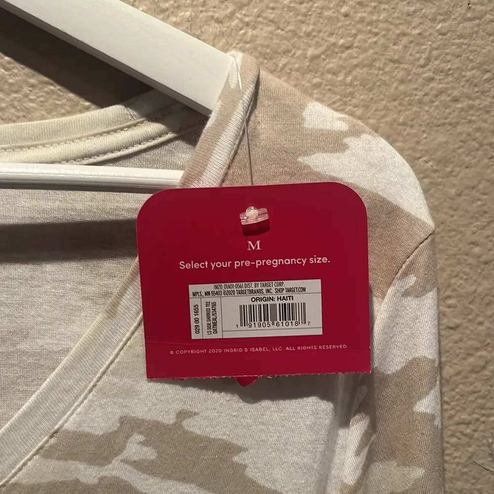 New Isabel Maternity Neutral Camouflage Top Shirt Size Medium - Image 4