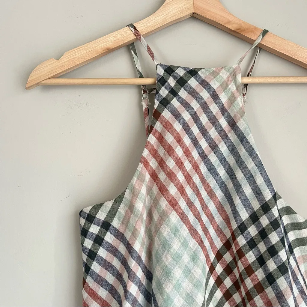 American Eagle Multicolor Plaid High Neck Tank Top Size Small - Image 2