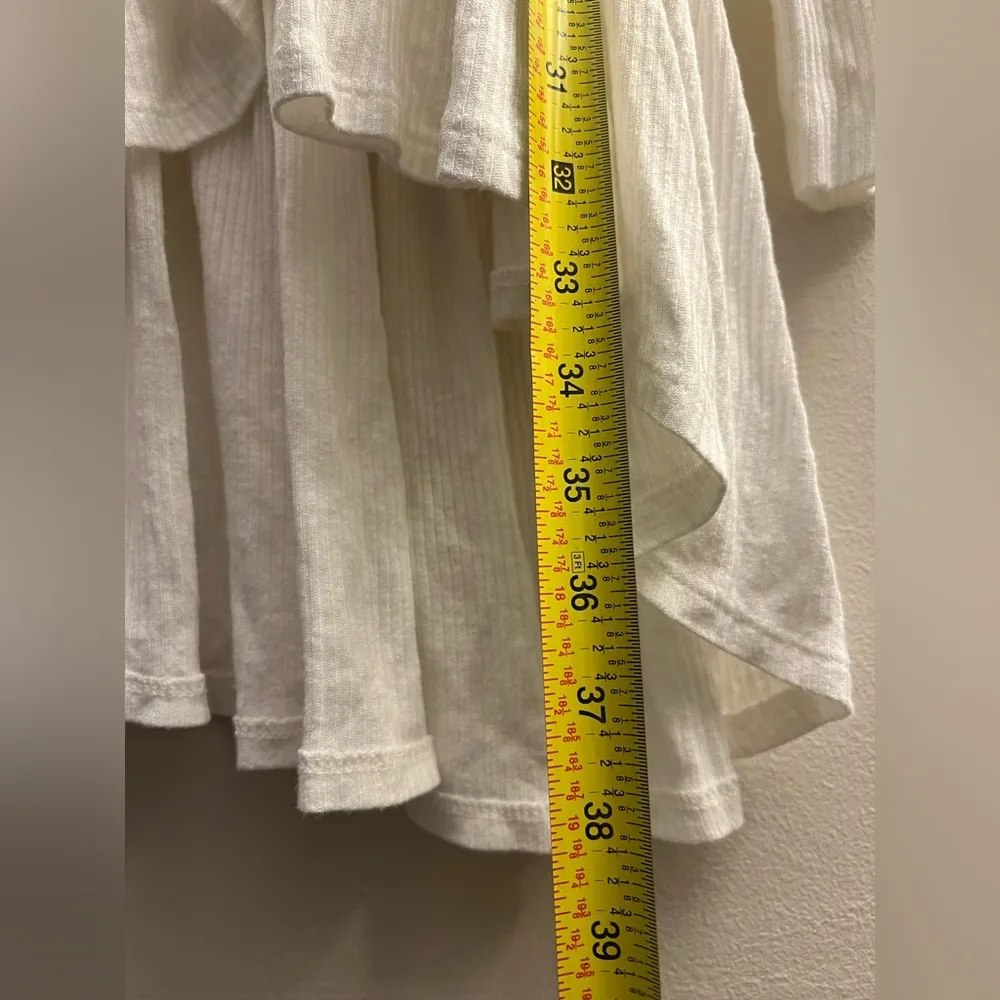 Free People Set to Stun White Cotton Linen Boho Lace Hi Low Tunic Top Dress S - Image 7