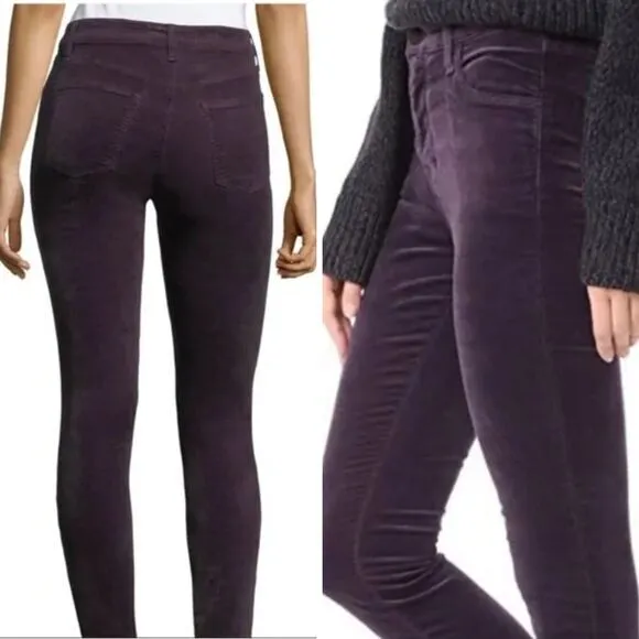 NEW J Brand Maria High Rise Skinny Velveteen Jeans In Aubergine,‎ 24 - Image 3