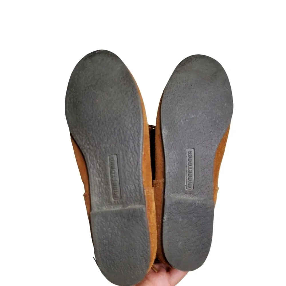 Minnetonka 3 Layer Fringe Brown Suede Boots - Image 6