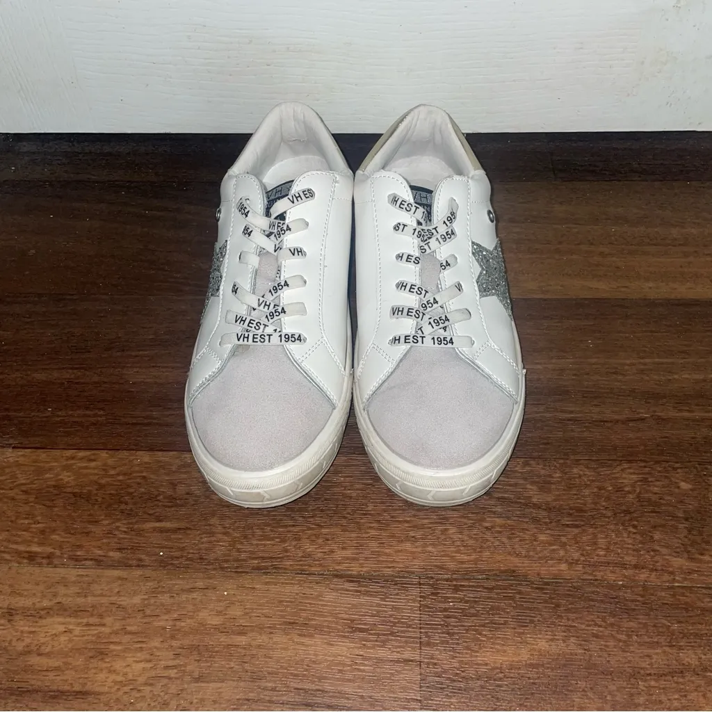 VINTAGE HAVANA Roxanne White And Silver Women's Sneaker Shoes Glitter Size 9 - Image 3
