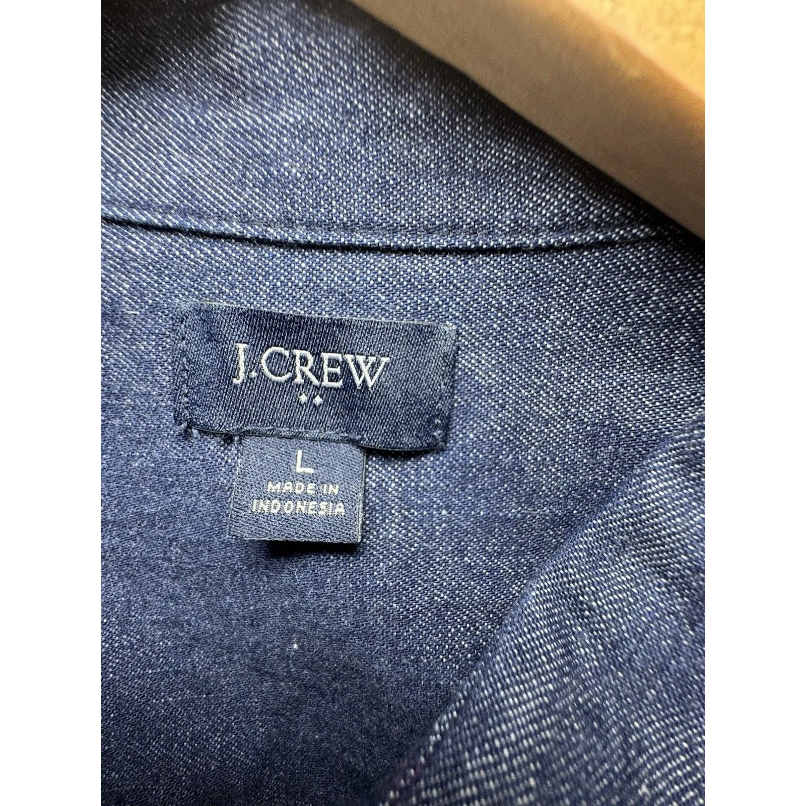 J Crew Women's Denim Blouse Dark Blue Button Up Long Sleeve Cotton SIZE LARGE - Image 5