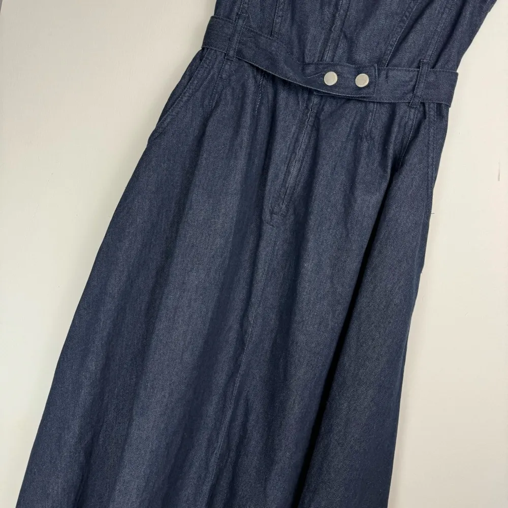 NWT Zara Denim Asymmetrical Midi Dress Sz Small Belted Grunge Chic - Image 8