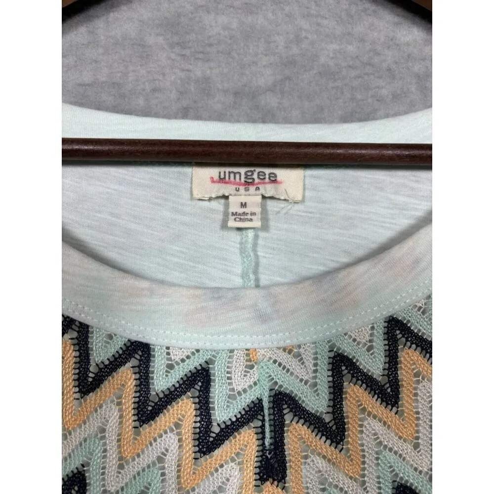 Umgee Women's Boho‎ Zigzag Chevron Crochet Top Sz M T-Shirt Casual - Image 2