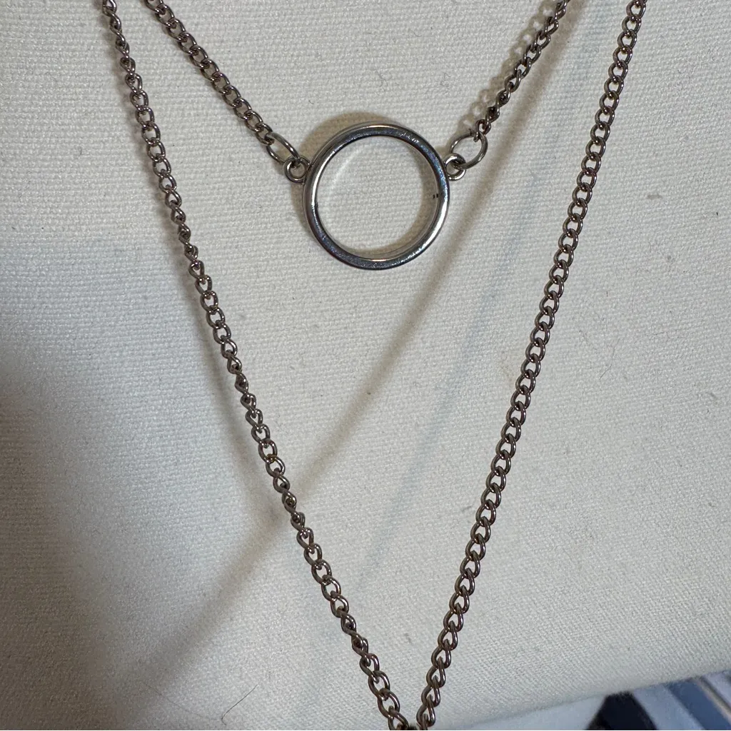Silver Tone Chain Necklace Minimalist Layered - Image 7