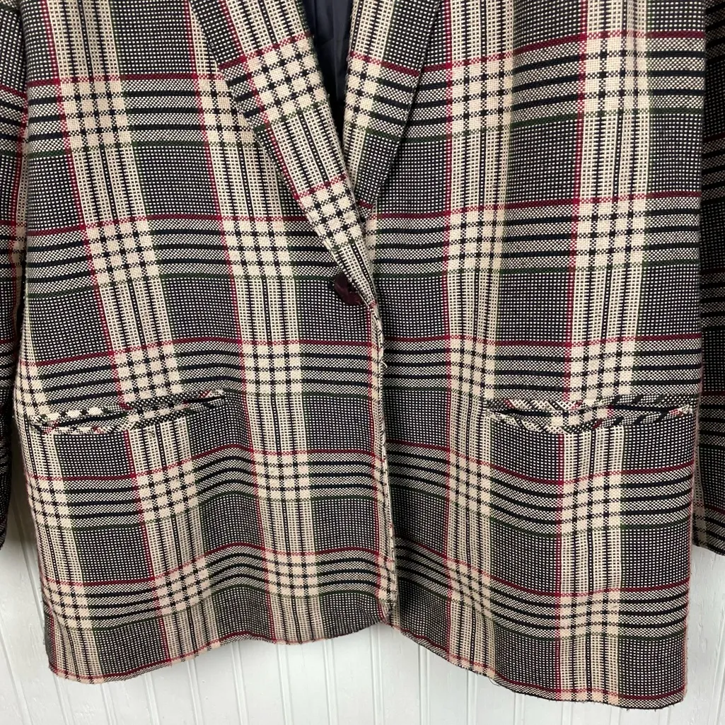 Vintage 90s Requirements Plaid Blazer Women's Size 14 Dark Academia Preppy Twee - Image 5