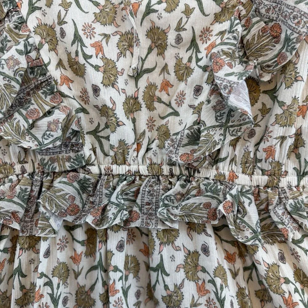 NWT The New Society Indiana Dress Large Beige Floral Lux Organic Cotton Olive Green - Image 11