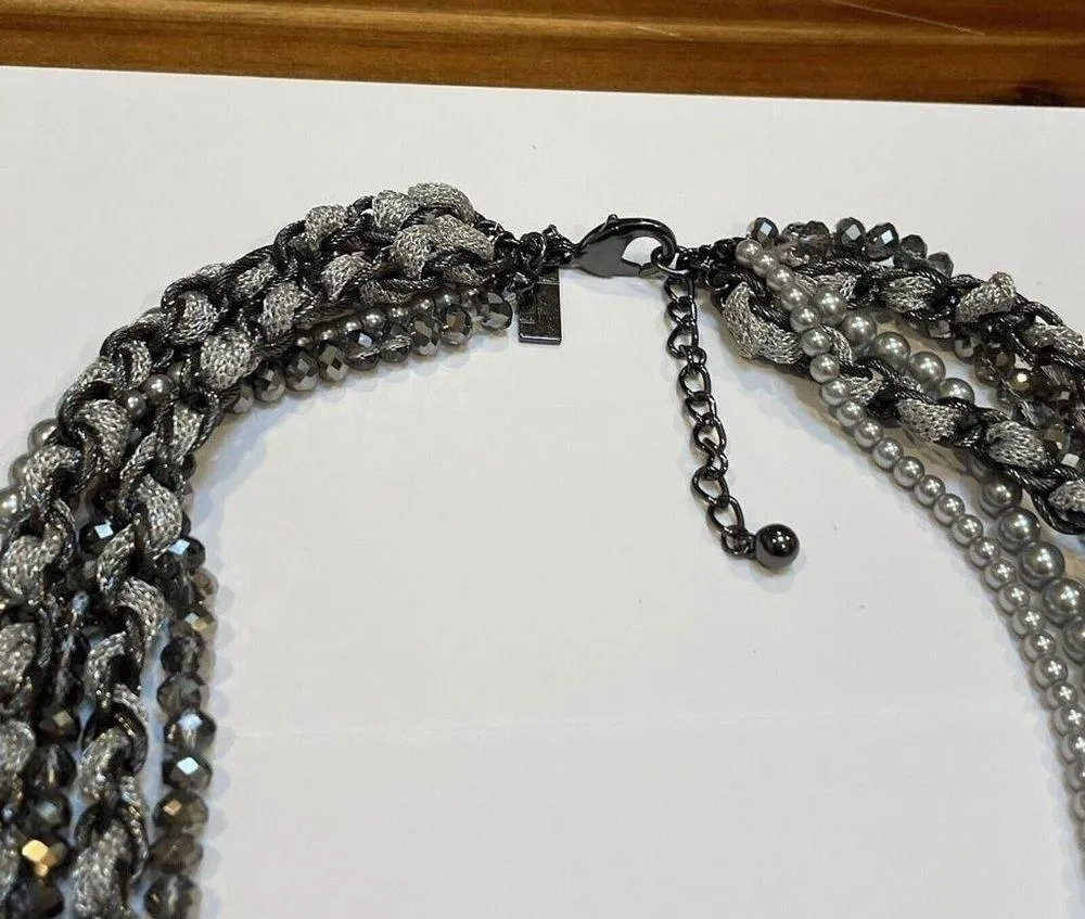 Signed The Limited Grey Bead / Chain  Statement Multi Strand Necklace - Image 8