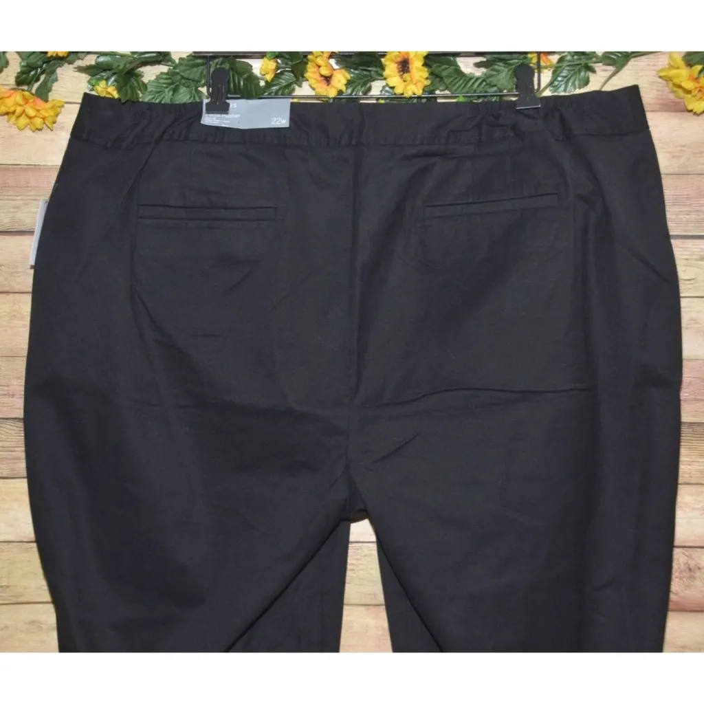 NWT Talbots Black Capri Pants Pedal Pusher Size 22W Flat Front Elastic Back - Image 4