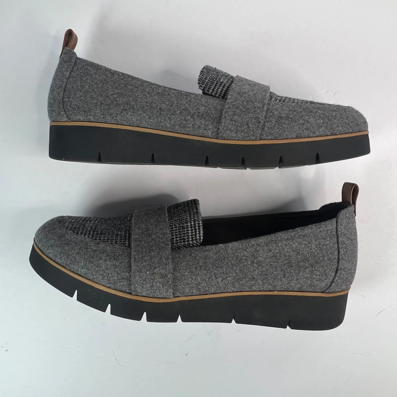 Dr Scholls Essential Collection Women Mid Grey Plaid Loafer Shoes Size 8.5 Med Gray - Image 5
