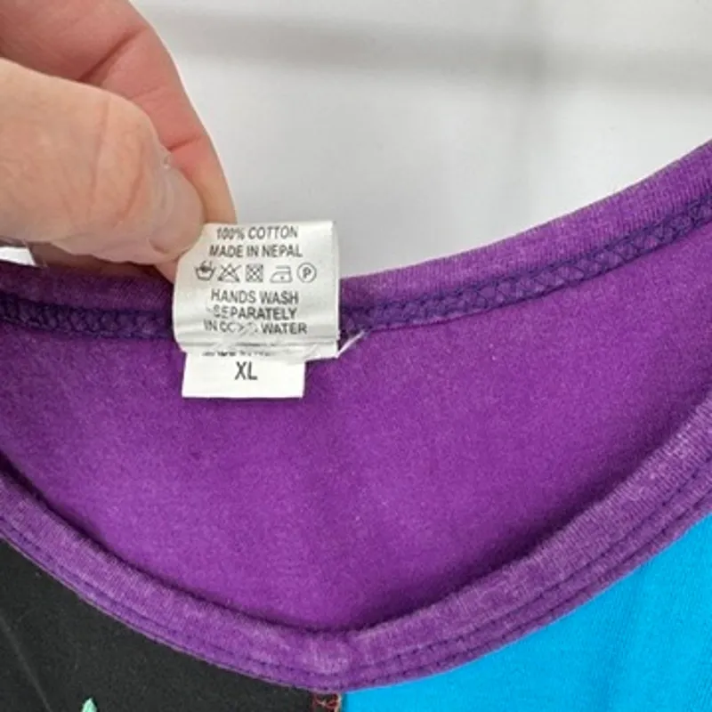 Vintage Y2K‎ Ocean Queen Patchwork Hippie Festival Top Womens XL Cotton Purple - Image 5