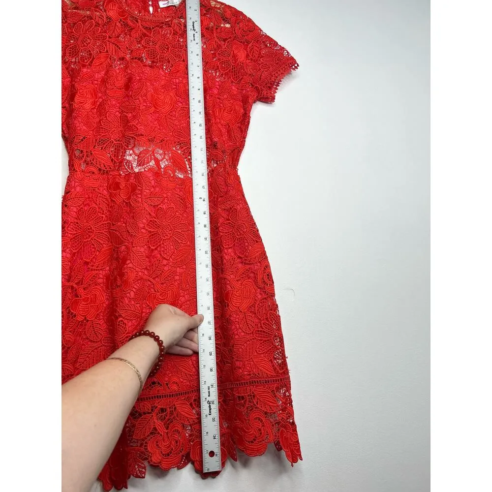 Lovers + Friends Mon Amour Red Lace Cutout Mini Dress S - Image 7