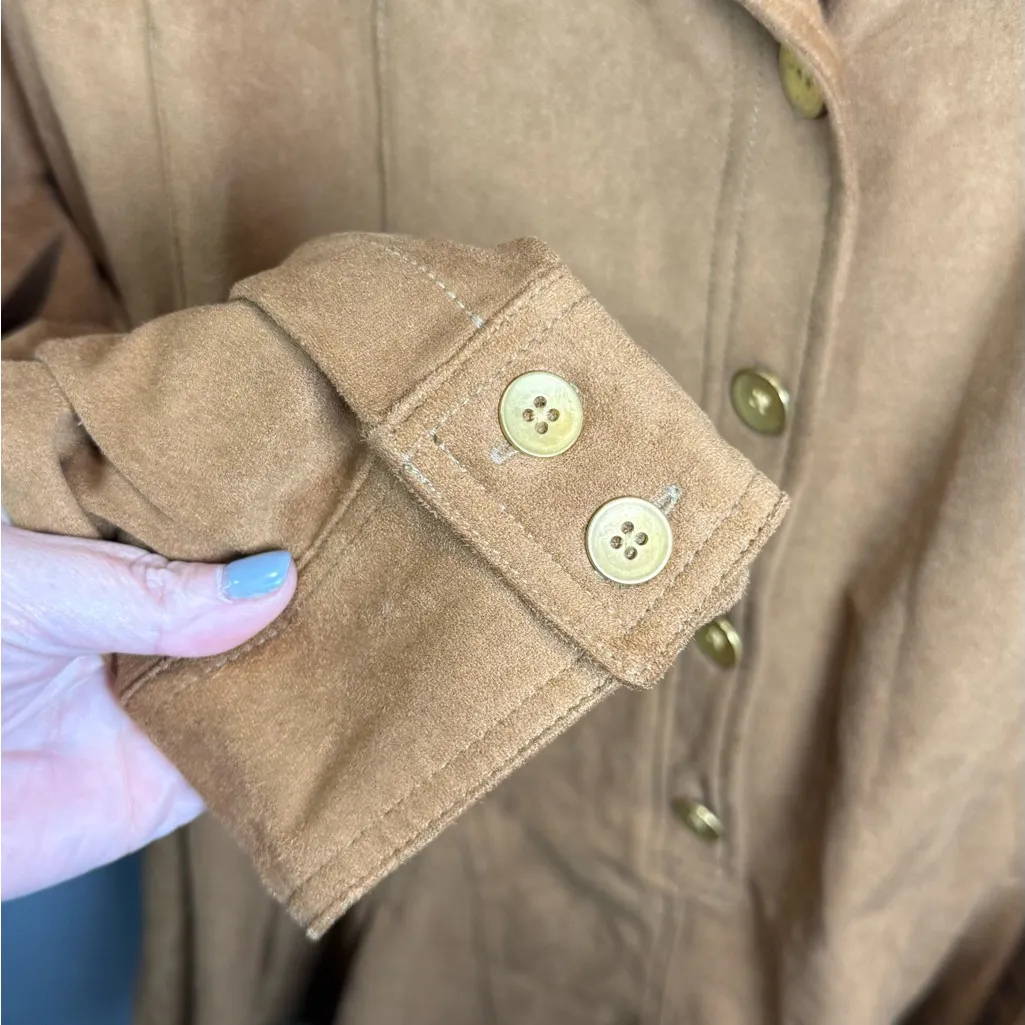 Free People Revolve Wanderlaust Faux Suede Shortall Romper Almond Ash Size Large - Image 5