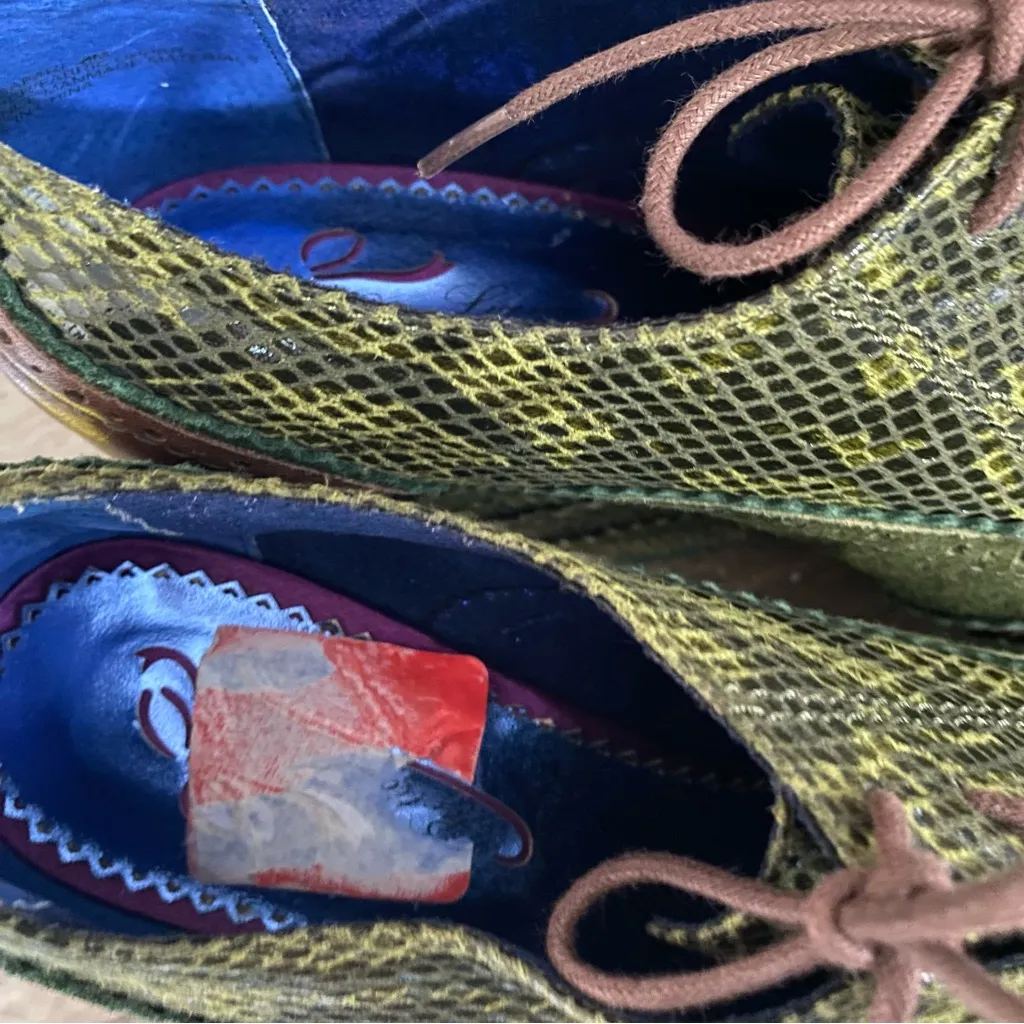 Poetic License Wild Safari Green Brown Leather Oxford Wedge Platform Heels 39 Size 7 - Image 9