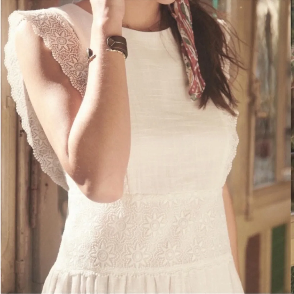 SEZANE Naide Mini Dress White Lace Ecru FR 38 US Size 6 Bridal Paris Sold Out - Image 4