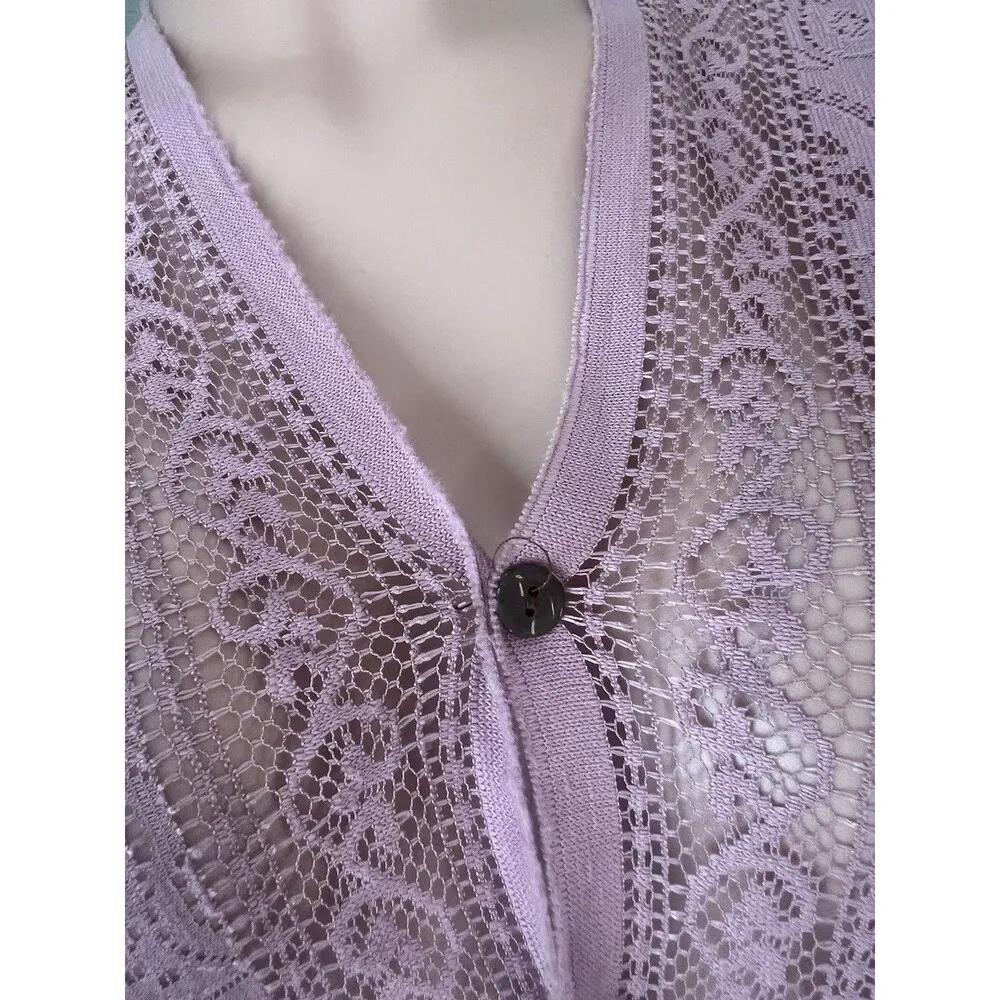 Peach pink Lace floral Open Front Kimono Beach Coverup Lightweight relaxed #211 Size undefined - Image 6