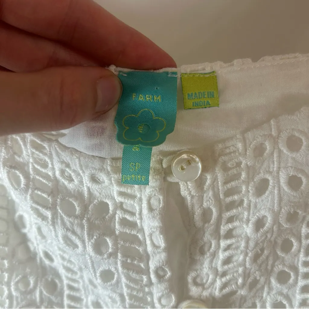 Farm Rio Isolde dress White Eyelet Midi Dress size small - Image 8