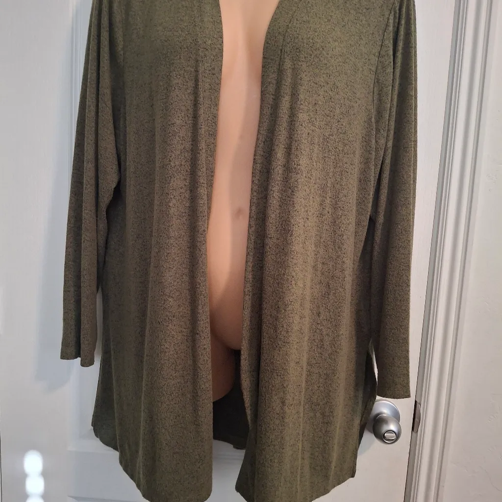 Lane Bryant 18 20 Olive Green Open Front Cardigan Sweater - Image 6