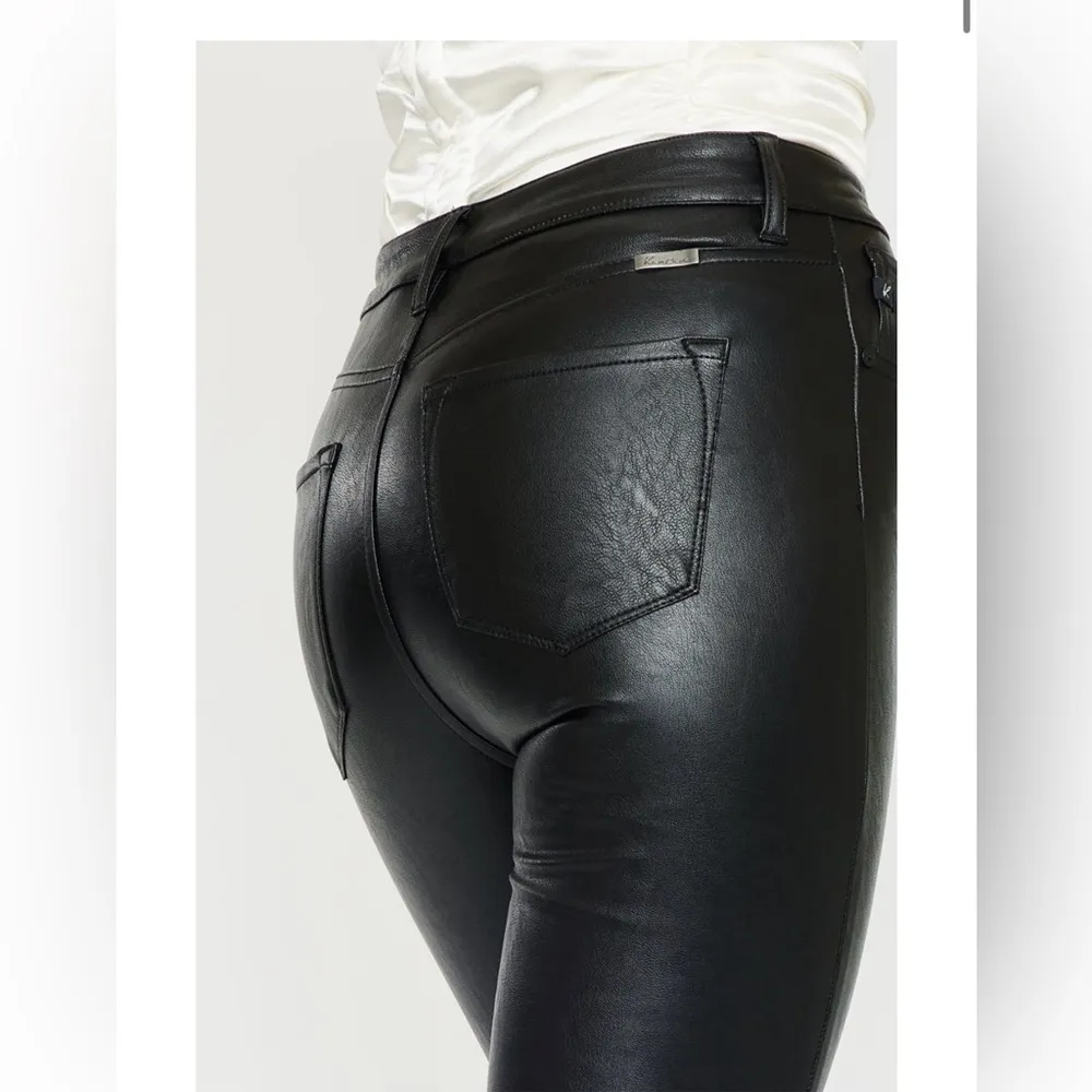 KanCan Cherry High Rise Faux Leather Super Skinny Jeans Black Size 28 - Image 7