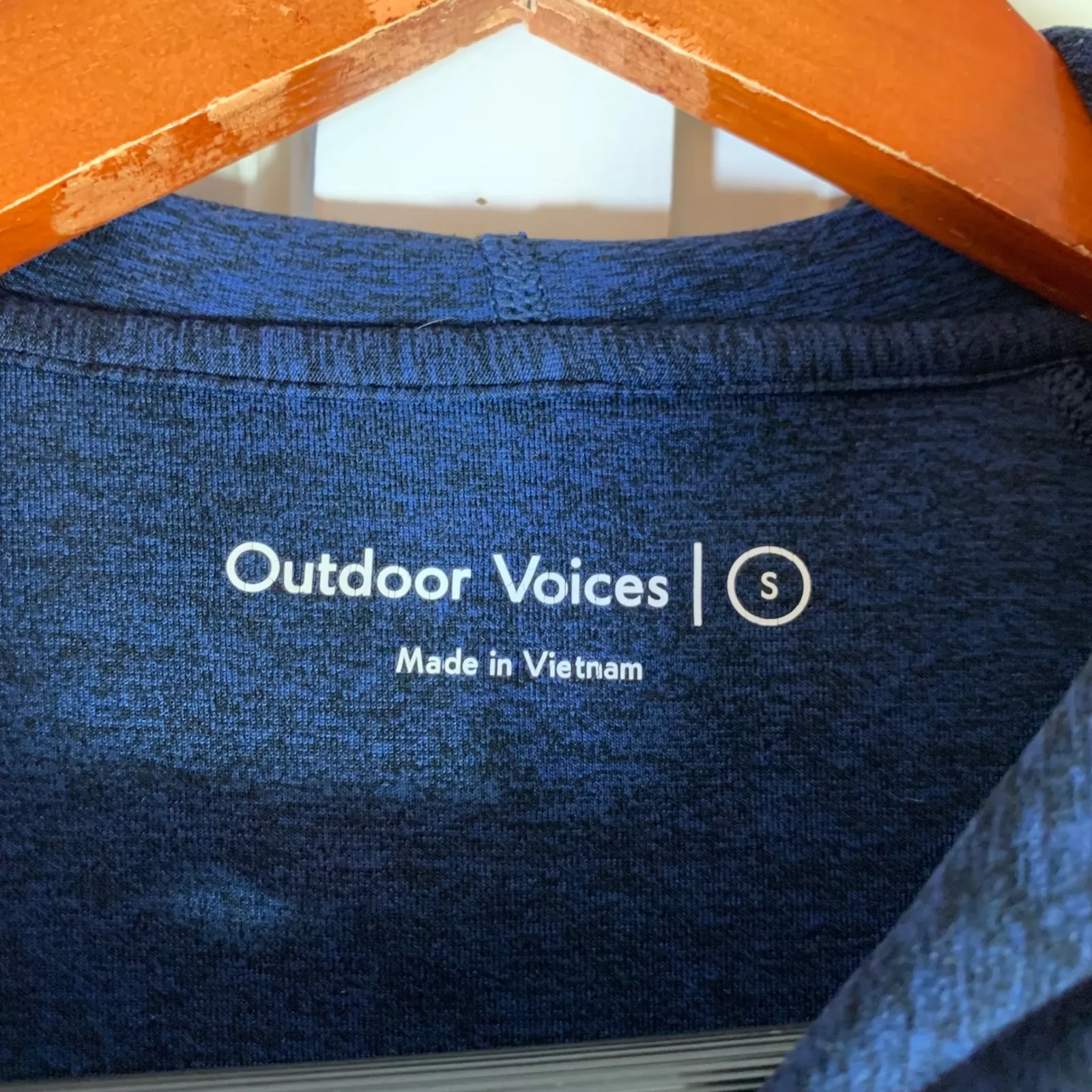 Outdoor Voices Women Navy Blue Heathered Hoodie Thumbholes Size S Performance - Image 2