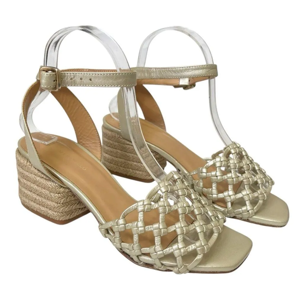 Paloma Barcelo Woven Leather Espadrille Sandals Women’s Size 7 Raffia Heel Tan - Image 2